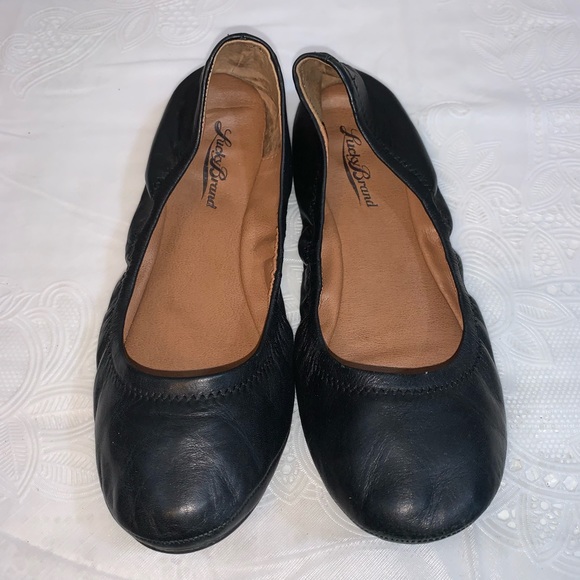 Lucky Brand Shoes - Lucky Brand Emmie Black Leather Ballet Flats